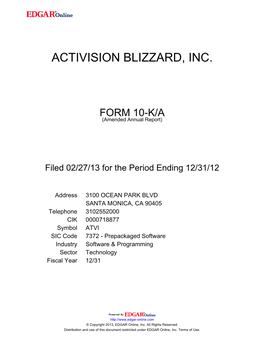 Activision Blizzard, Inc