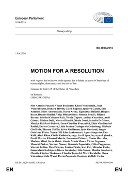 En En Motion for a Resolution