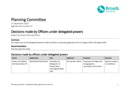 Decisions Made by Officers Under Delegated Powers Report by Senior Planning Officer