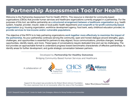 Partnership Assessment Tool for Health