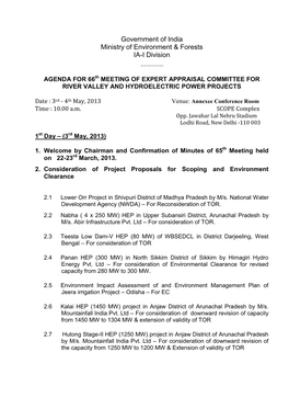 Government of India Ministry of Environment & Forests IA-I Division