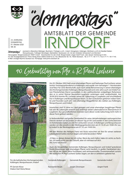 90. Geburtstag Von Pfr. I. R. Paul Locherer