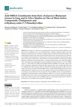 Anti-MRSA Constituents from Ruta Chalepensis (Rutaceae)