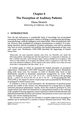 Chapter 8 the Perception of Auditory Patterns Diana Deutsch University of California, San Diego