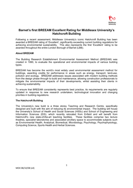 Barnet's First BREEAM Excellent Rating for Middlesex University's