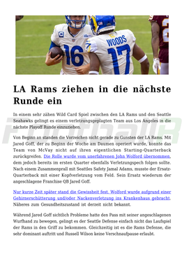 LA Rams Ziehen in Die Nächste Runde Ein