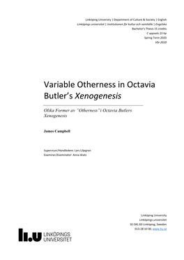 Variable Otherness in Octavia Butler's Xenogenesis