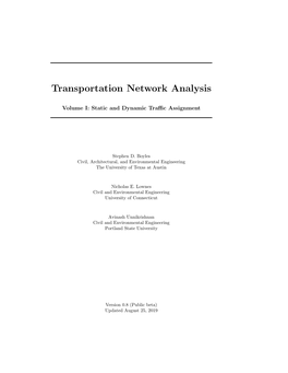 Transportation Network Analysis