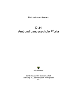 D 34 Amt Und Landesschule Pforta