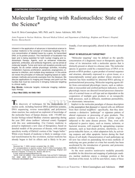 Molecular Targeting with Radionuclides: State of the Science*