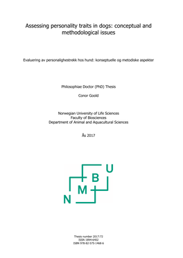 Assessing Personality Traits in Dogs: Conceptual and Methodological Issues