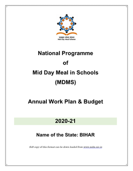 (MDMS) Annual Work Plan & Budget 2020-21