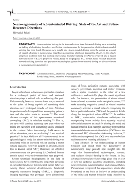 Neuroergonomics of Absent-Minded Driving: State of the Art and Future Research Directions Hiroyuki Sakai