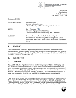 Korea CTL Plate CVD Preliminary Determination Memorandum