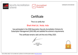 Certificate No: BA-NA-SM-0520