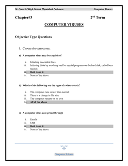 Chapter#3 2Nd Term COMPUTER VIRUSES