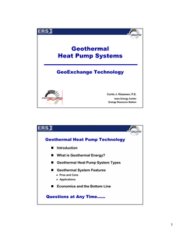 Geothermal Heat Pump Systems