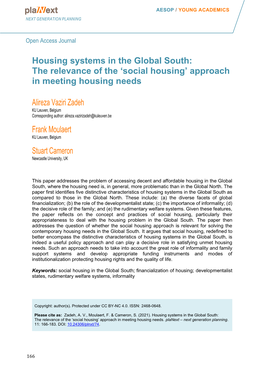Social Housing’ Approach in Meeting Housing Needs