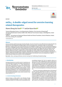 Mglu5: a Double-Edged Sword for Aversive Learning Related Therapeutics