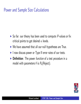 Power and Sample Size Calculations