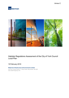 Habitats Regulations Assessment of the City of York Council Local Plan