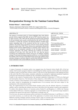 Reorganization Strategy for the Tunisian Central Bank