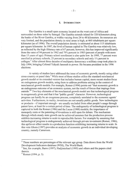 The Gambia Is a Small Open Economy Located on the West Cost of Africa and Surrounded on Three Sides by Senegal