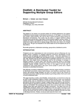 A Distributed Toolkit for Supporting Multiple Group Editors