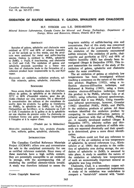 Oxidation of Sulfide Minerals. V. Galena, Sphalerite And