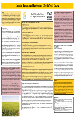 Crambe: Research and Development Effort in North Dakota