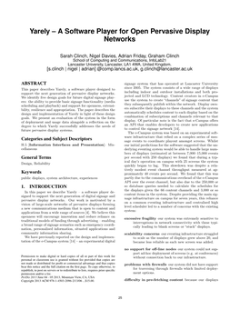 Yarely – a Software Player for Open Pervasive Display Networks