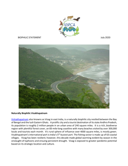 BIOPHILIC STATEMENT July 2020 Naturally Biophilic Visakhapatnam