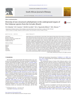 Diversity of Non-Structural Carbohydrates in the Underground Organs of Five Iridaceae Species from the Cerrado