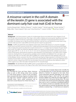 A Missense Variant in the Coil1a Domain of the Keratin 25 Gene Is