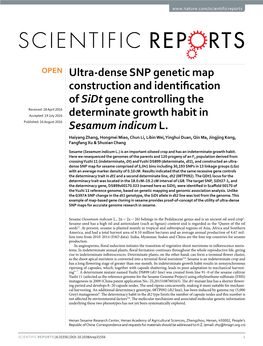 Ultra-Dense SNP Genetic Map Construction and Identification Of