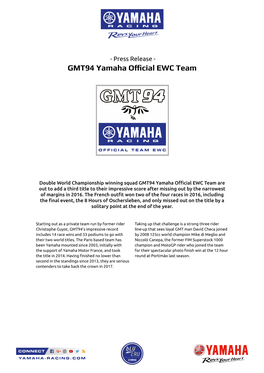 GMT94 Yamaha Official EWC Team