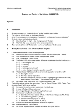 Strategy and Tactics in Warfighting (WS 2017/18)