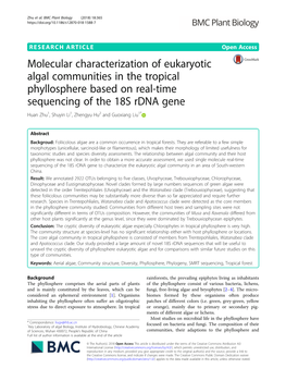 Molecular Characterization of Eukaryotic Algal Communities in The