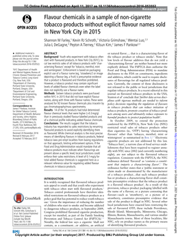 Flavour Chemicals in a Sample of Non-Cigarette Tobacco Products