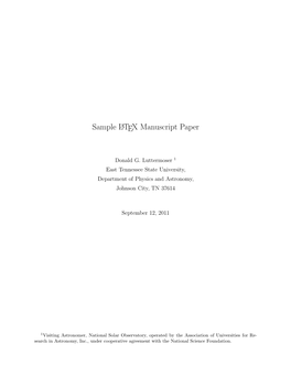 Sample LATEX Manuscript Paper