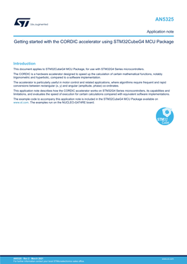 Getting Started with the CORDIC Accelerator Using Stm32cubeg4 MCU Package