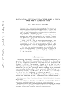 Arxiv:1805.07000V1 [Math.LO] 18 May 2018 Mlettosddideal, Sided Two Smallest { Endby Deﬁned Scniuu.Given Continuous