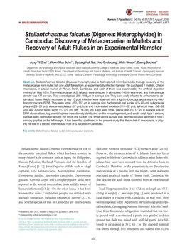 Digenea: Heterophyidae) in Cambodia: Discovery of Metacercariae in Mullets and Recovery of Adult Flukes in an Experimental Hamster