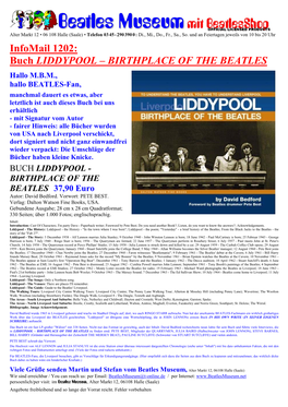 Infomail 1202: Buch LIDDYPOOL – BIRTHPLACE of the BEATLES