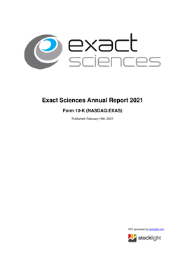 Exact Sciences Annual Report 2021