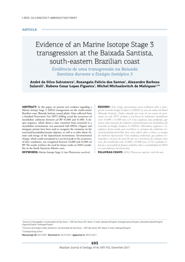 Evidence of an Marine Isotope Stage 3 Transgression at the Baixada