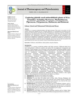 Exploring Globally Used Antiurolithiatic Plants of M to R Families