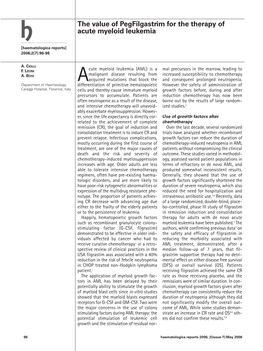 The Value of Pegfilgastrim for the Therapy of Acute Myeloid Leukemia