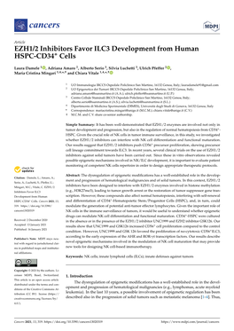 EZH1/2 Inhibitors Favor ILC3 Development from Human HSPC-CD34+ Cells