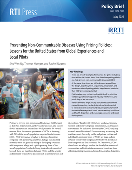 Preventing Non-Communicable Diseases Using Pricing Policies